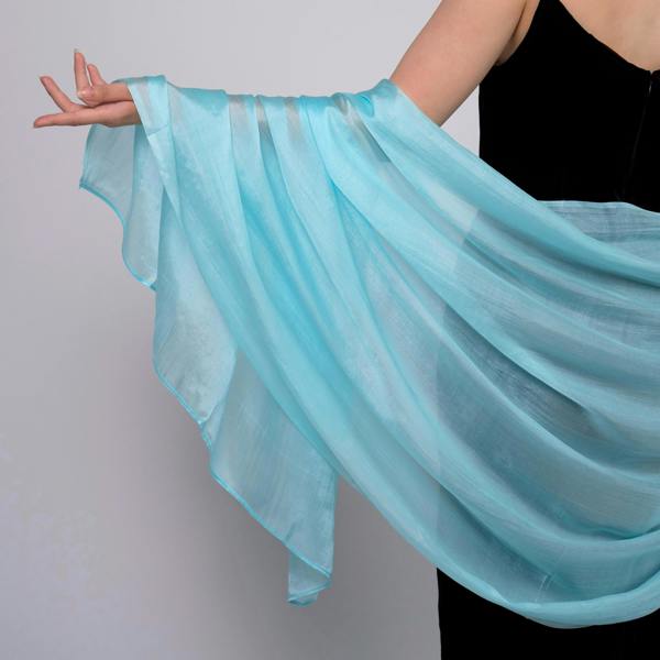 Ice Blue Silk Scarf – Hand-Dyed Mulberry Silk, Bridesmaid & Evening Wrap