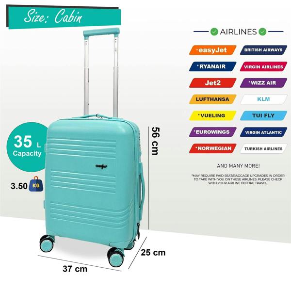 Eagle Luggage Hard Shell Cabin 4 Wheel Luggage TSA Travel Bag