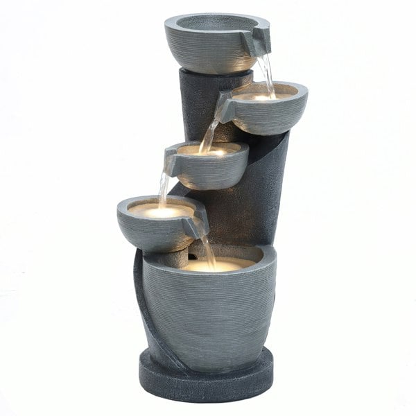 LuxenHome illusion Lagoon Cascading Bowls Outdoor Garden Water Feature