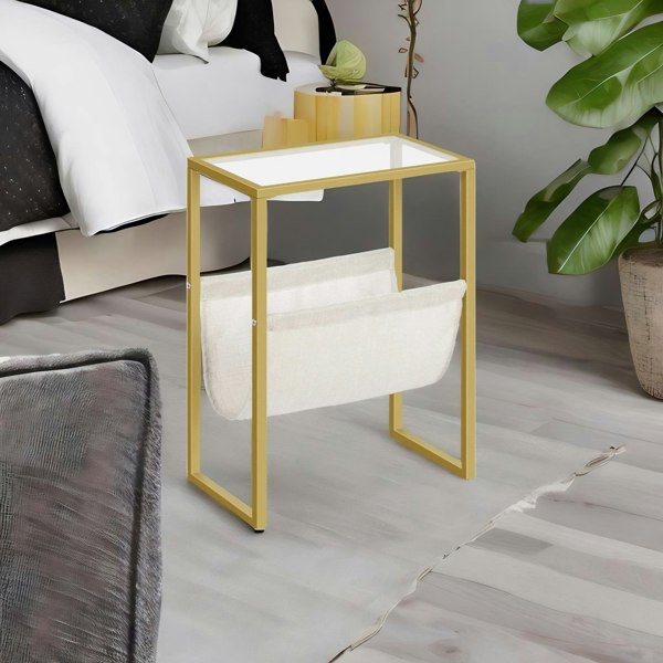 Rafaelo Mobilia Sofa End Table with Fabric Magazine Holder