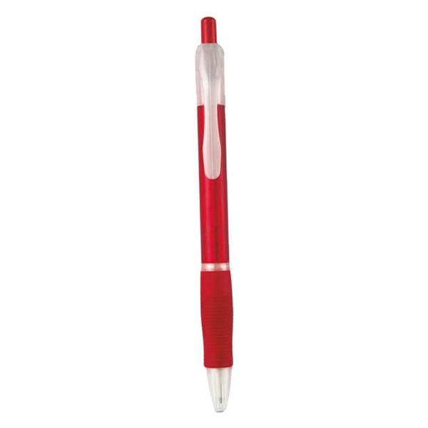 MidOcean Manors Rubber Grip Ballpoint Pen - Transparent Red - 