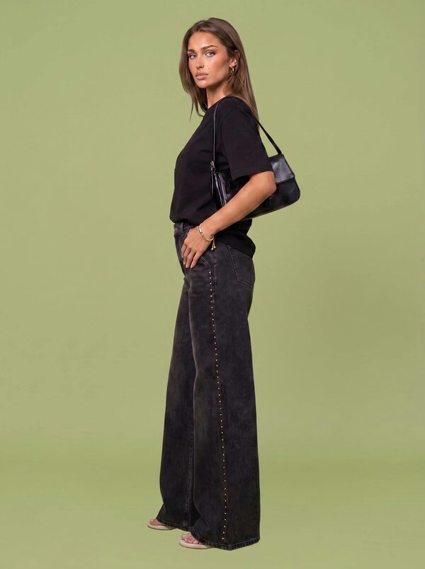 Urban Bliss Studded Wide Leg Jean