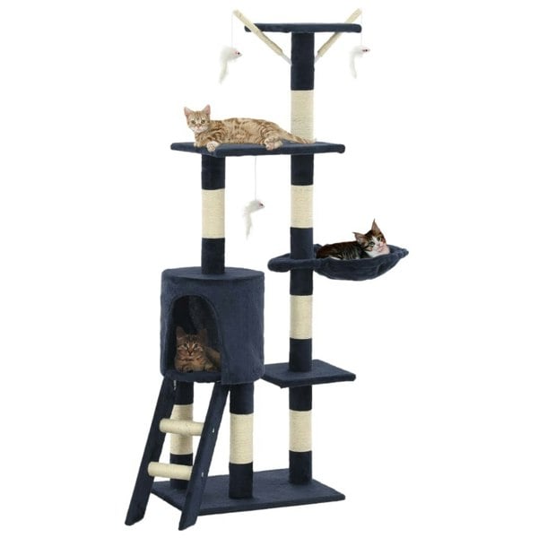 Berkfield Cat Tree with Sisal Scratching Posts 138 cm Dark Blue