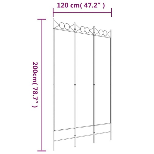 Berkfield 3-Panel Room Divider Brown 120x200 cm Fabric