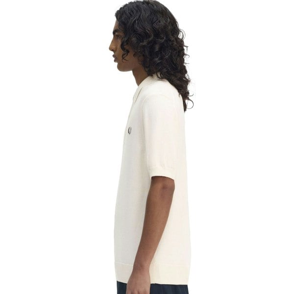 Fred Perry Cotton Knitted Polo Shirt Ecru