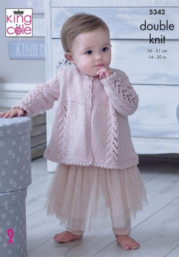 King Cole Finesse Cotton Silk DK Knitting Pattern 5342, Jackets, Headwear, Blankets, Cushiosn for Baby, 14 - 20 Inches