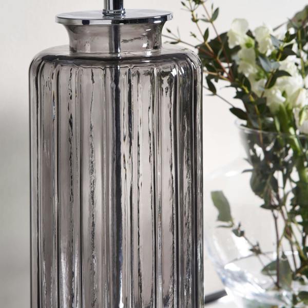 Pagazzi Lighting Brock Grey Smoked Glass Table Lamp
