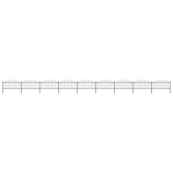 Berkfield Garden Fence with Spear Top Steel (0.5-0.75)x15.3 m Black