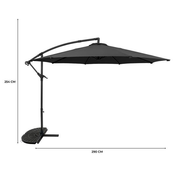 Monstershop Cantilever Parasol 3m With Half Fan Base – Grey