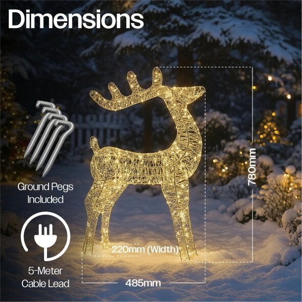 Scotts of Stow Xmas Haus Outdoor Floor Standing 78cm Metal Silver Deer