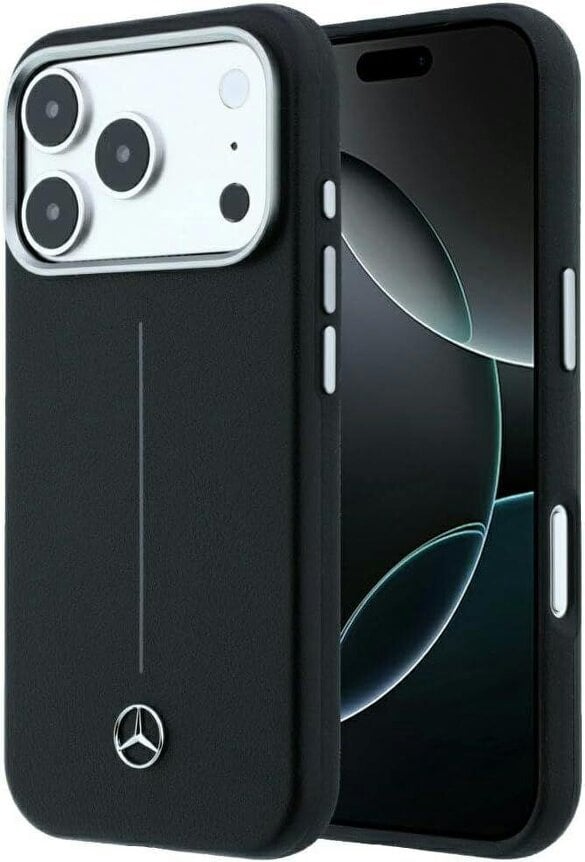 Mercedes Leather Semi Wrap Iconic Line Case with MagSafe for iPhone 17/18 Pro Max 6.9" Black - MEHMP18X25PFWSTK
