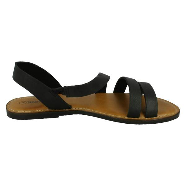 Leather Collection Ladies Leather Collection Flat Y Strap Slingback Mule