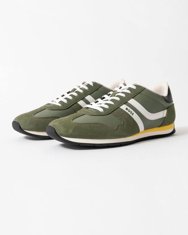 BOSS Orange Levon Runn pumi Mens Trainers in Dark Green 307