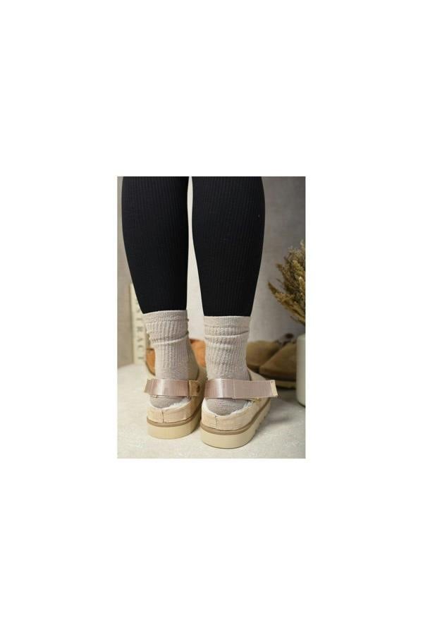 Delilah Faux Fur Slingback Closed Toe Clogs - Beige