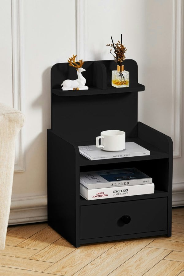 Living and Home One Drawer Wooden Bedside Table