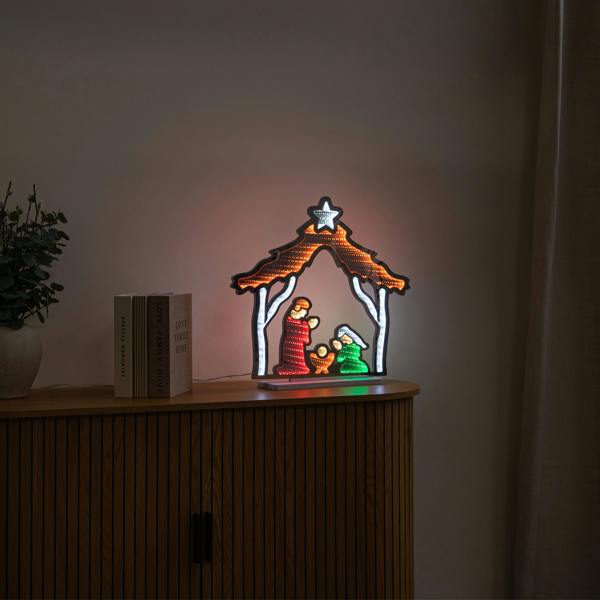 Samuel Alexander 50cm Light up Christmas Nativity Scene Infinity Mirror with LEDs
