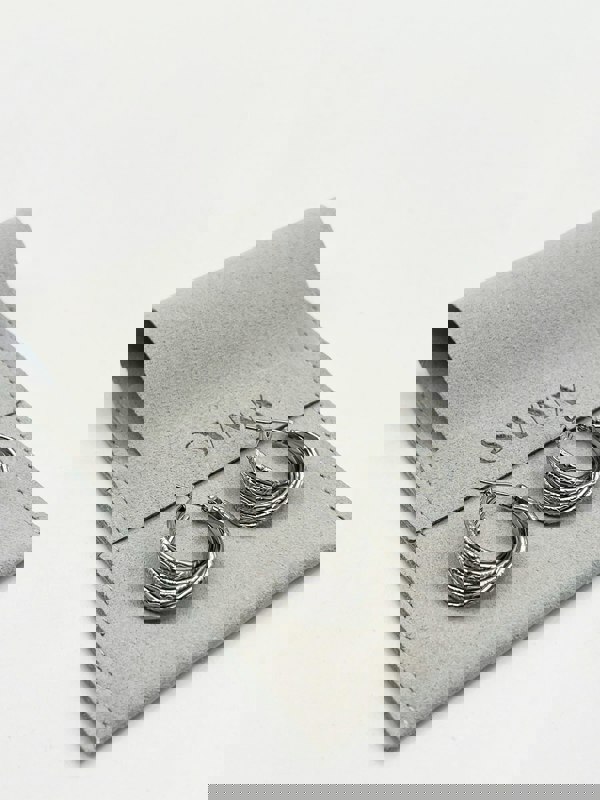 SVNX Ribbed Hoops in Silver Colour