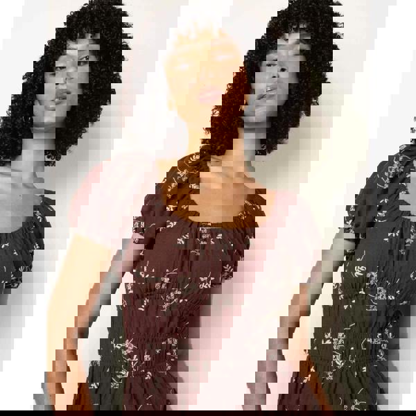 Blue Vanilla Embroidery Milkmaid Midi Dress