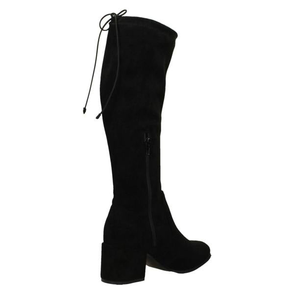 Spot On Ladies Spot On Mid Block Heel High Leg Boot with Back Tie and Inside Zip F51246