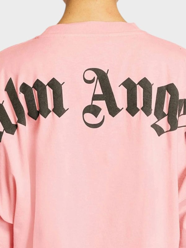 Palm Angels Classic Logo Long Sleeve Tee 'Almond Blossom' - Womens