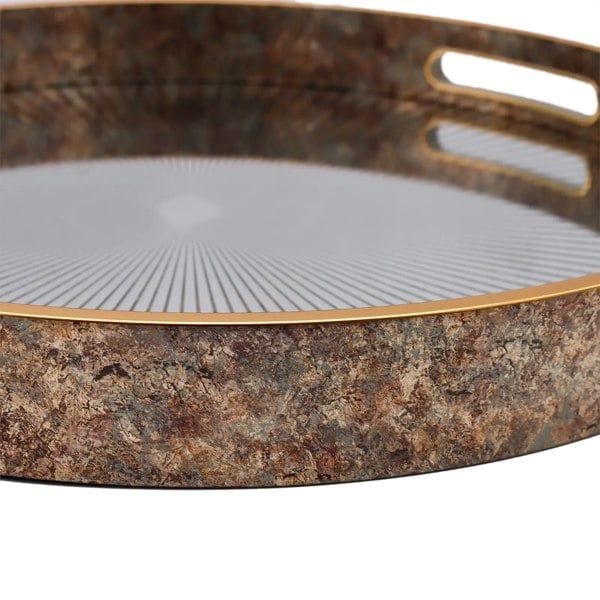 Maison des Cadeaux Round Sunburst Decorative Coffee Table Tray