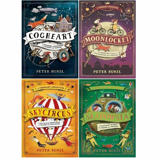 Peter Bunzl A Cogheart Adventure Collection Series 4 Books - Cogheart Moonlocket Skycircus Shadowsea