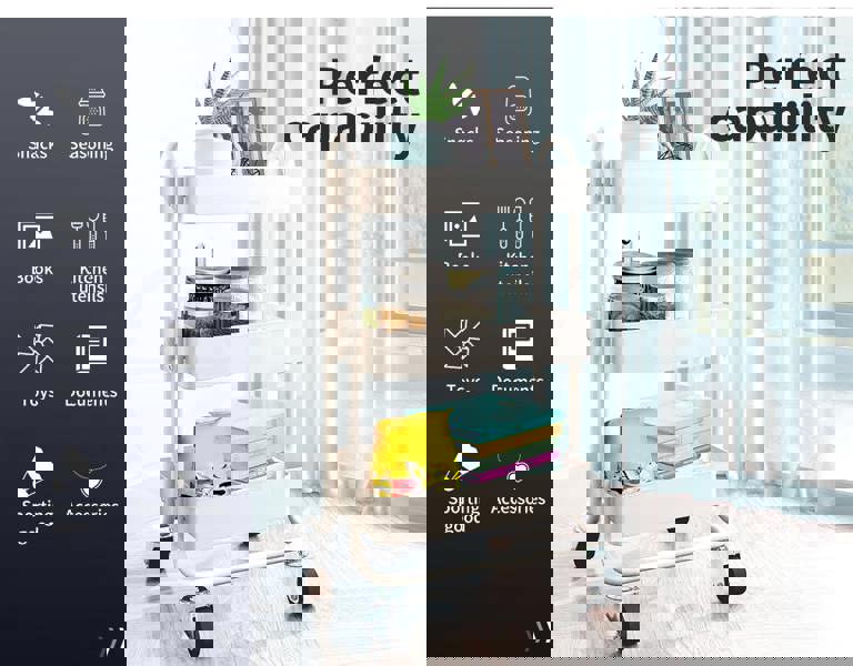 Levede 3 Tiers Kitchen Trolley Cart Steel Storage Rack Shelf Organiser White