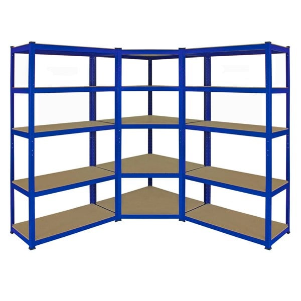 Monster Racking T-Rax Corner Shelving Unit & 2 x 90cm Garage Storage Bays - Blue