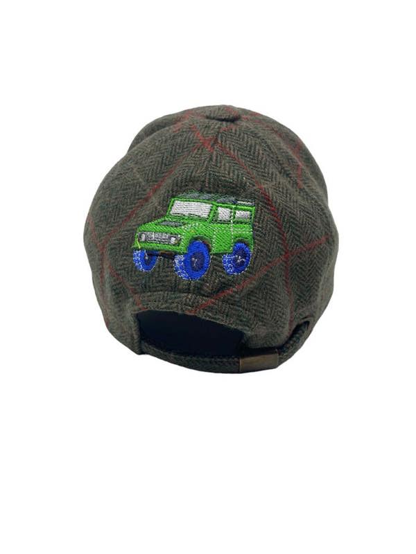Green tweed baseball cap with green land rover embroidery