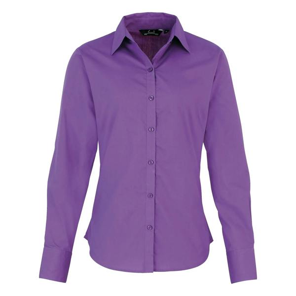 Premier Womens/Ladies Poplin Long-Sleeved Blouse - Rich Violet