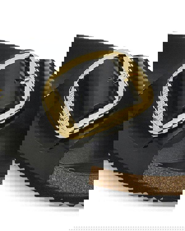 Birkenstock Madrid Big Buckle Natural Patent Leather Womens Sandals - High-Shine Black - CHO - Designer Womens Sandals