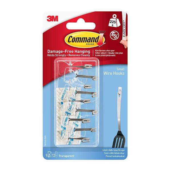 Command 17067CLR-9 Clear Small Wire Hooks Value Pack 225g 9pk - One Colour - 
