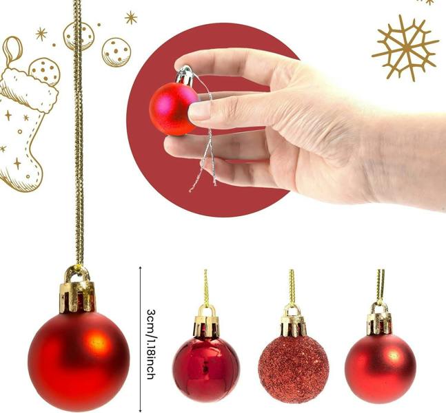 30mm Red Shatterproof Christmas Baubles Pack of 12 or 24 for Tree and Home Decorations image 8
