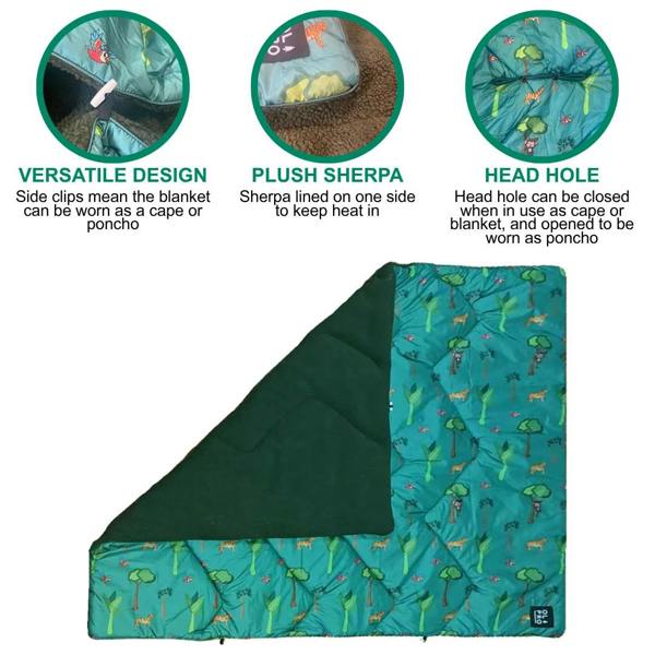 OLPRO Jungle Kids Camping Bundle - Sleeping Bag, Camping Chair, Insulated Blanko