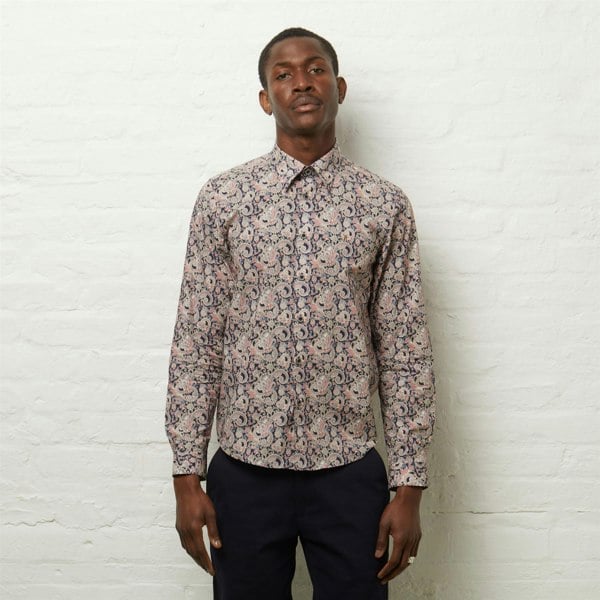 Gabicci V54GW10 Mens Sanchez Long Sleeve Pattern Shirt Gabicci Vintage - NAVY