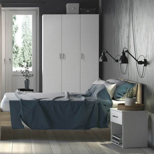 Furniture To Go Space Bedside 1 Drawer in White