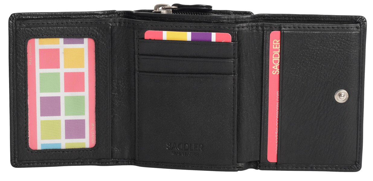 SADDLER CARLA Handmade Leather Compact Trifold Purse – RFID Protected | 5 Card Slots, ID Window & Zipped Coin Pocket | Gift Boxed