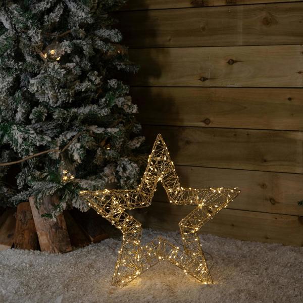 Samuel Alexander 50cm Gold Light Up Christmas Star with 240 Warm White LEDs & Timer