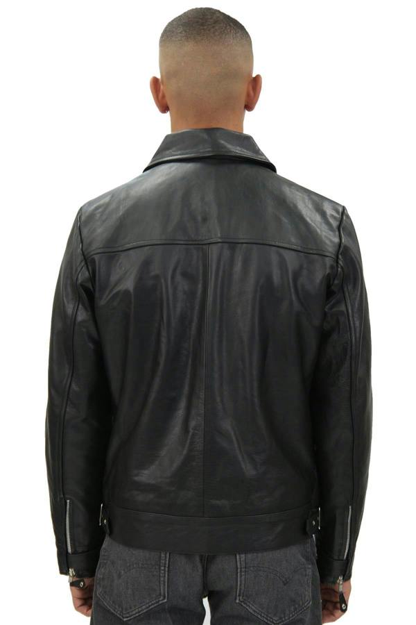 Infinity Leather Mens Black Cowhide Leather Harrington Jacket-Geneva