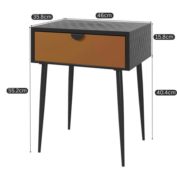 Core Products Jupiter Metal 1-Drawer Bedside Cabinet