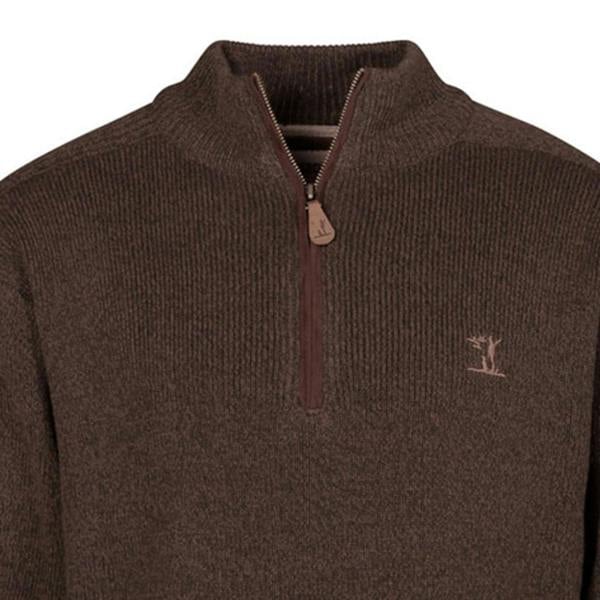 Dark brown high neck zip sweater by Percussion