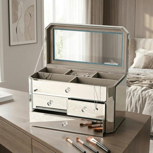 Garden Greatness 4 Drawer Mirror Glass Jewellery Box