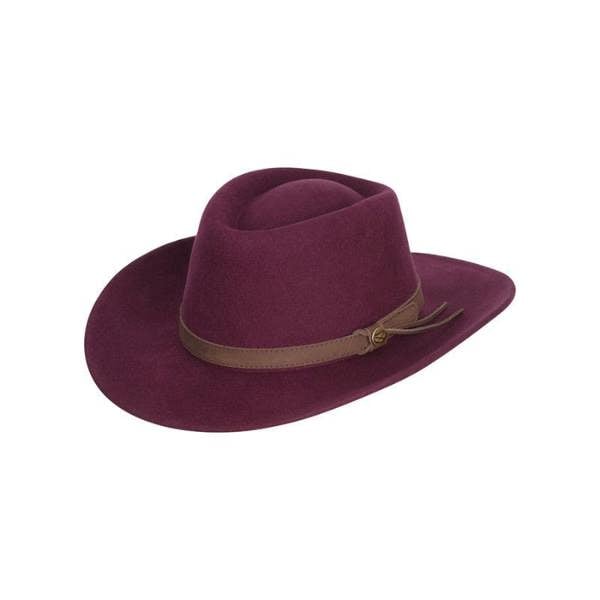 Merlot Hoggs of Fife Perth Crushable Hat with leather banding with a water-resistant finish