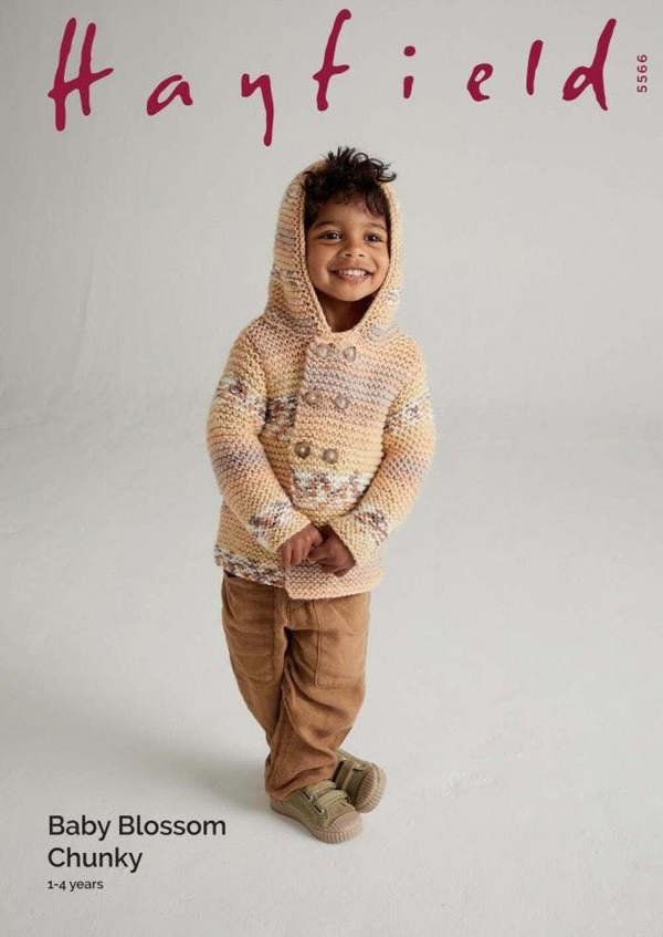 Hayfield Baby Blossom Chunky Knitting Pattern 5566, Coats for Baby, Kids, 1 - 4 Years