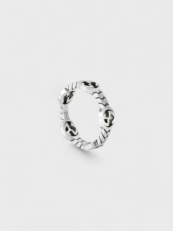 Gucci Silver Interlocked G Ring 925 Sterling Silver