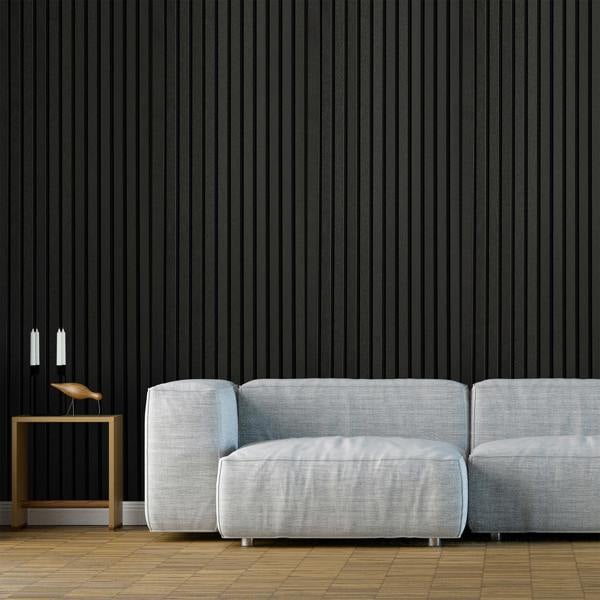 Fuse Acoustic Wooden Slatted Wall Panel in Black Oak, 2.4m x 0.6m