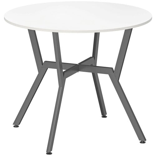 Wyld Haus Terretti High Gloss White Round Dining Table With Black Metal Legs 90cm