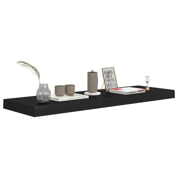 Berkfield Floating Wall Shelves 2 pcs Black 80x23.5x3.8 cm MDF