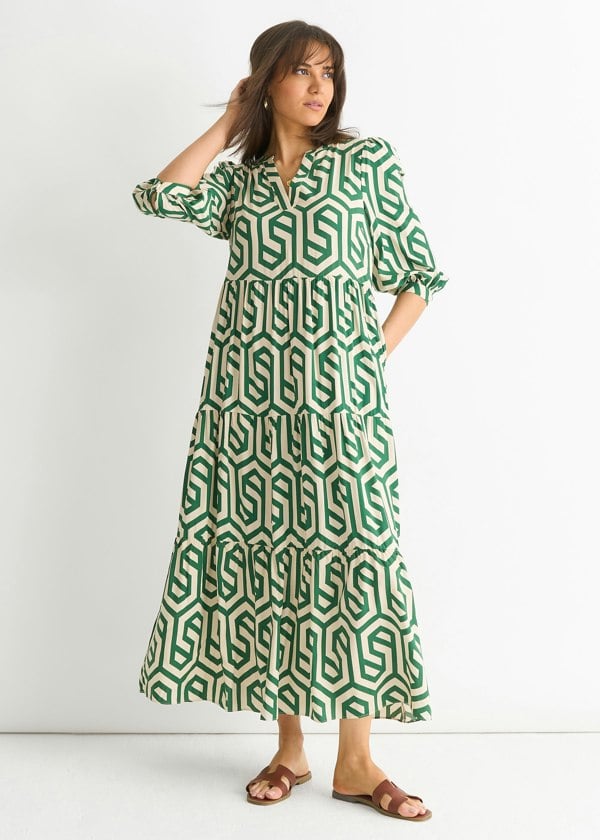 Gini London Green Long Sleeve Maxi Dress