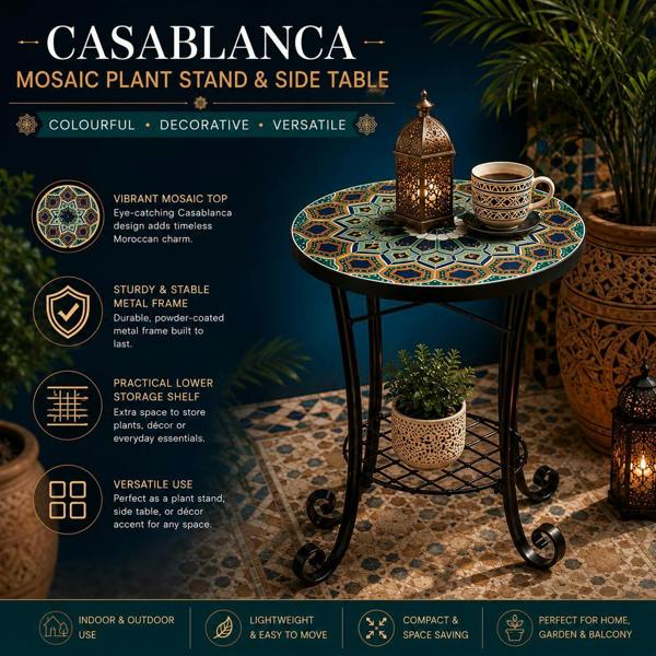 35cm Casablanca Mosaic Plant Stand/Side Table image 12